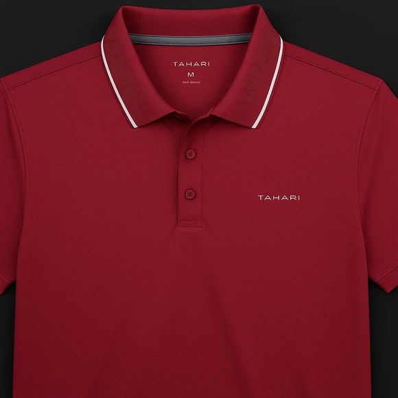 Tahari Men’s Red Polo Shirt with White Trim – Size Medium - Picture 1 of 1